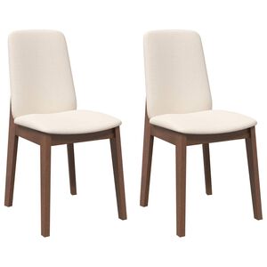 vidaXL Esszimmerst&uuml;hle mit Kissen 2 Stk. Braun Massivholz Gummibaum