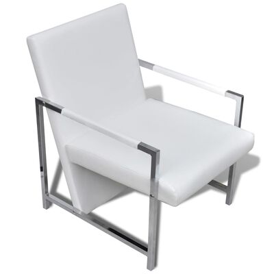 vidaXL Sessel mit verchromten Füßen Weiß Kunstleder