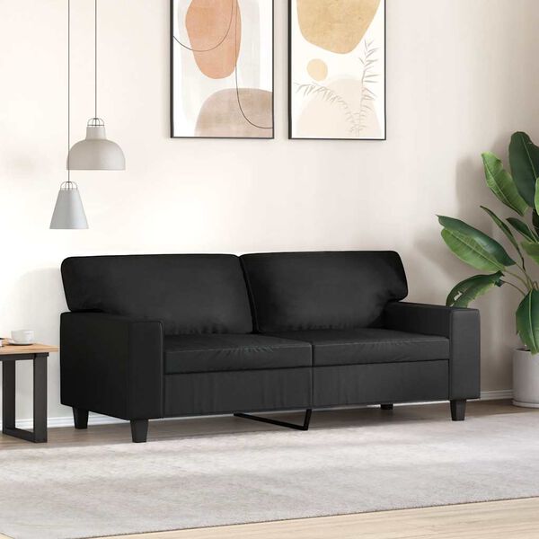 vidaXL 2-Sitzer-Sofa Schwarz 140 cm Kunstleder