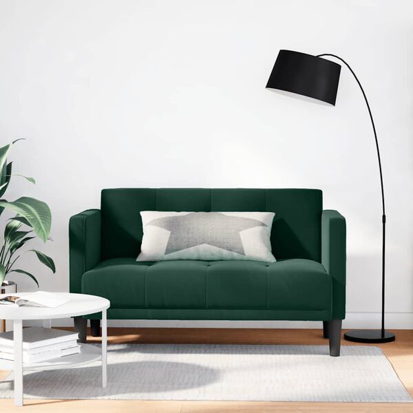 vidaXL Zweisitzer-Sofa Dunkelgr&uuml;n 111 cm Samt