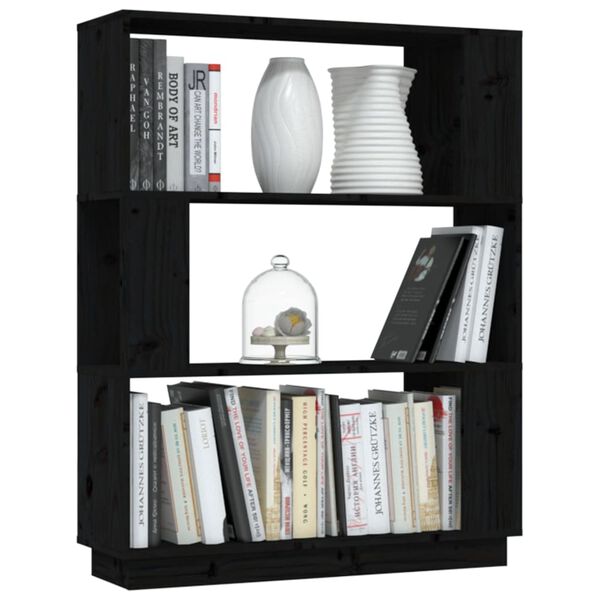 vidaXL B&uuml;cherregal/Raumteiler Schwarz 80x25x101 cm Massivholz Kiefer
