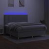 vidaXL Boxspringbett mit Matratze & LED Hellgrau 160x200 cm Stoff