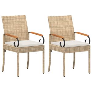 vidaXL Gartenst&uuml;hle 2 stk. Beige und Cremewei&szlig; Poly-Rattan und Akazie