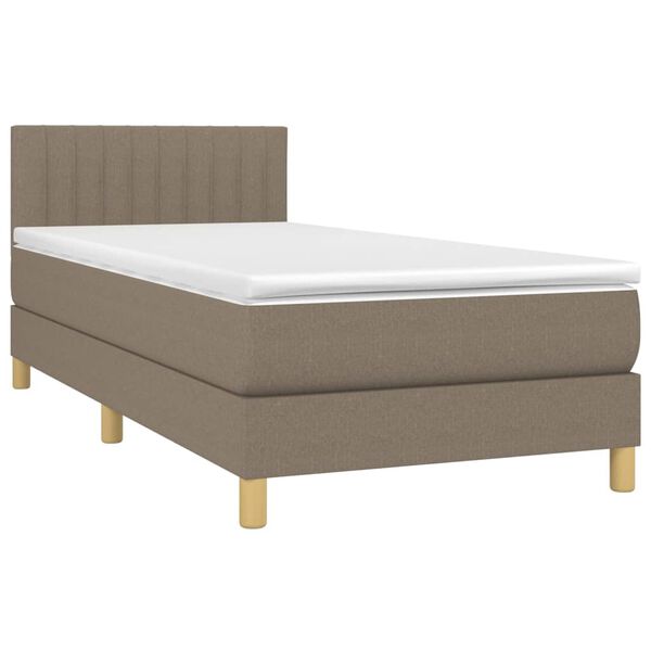 vidaXL Boxspringbett mit Matratze Taupe 100x200 cm Stoff