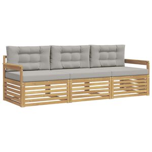 vidaXL Outdoor-Sofagarnitur 3 stk. Wei&szlig; und Hellgrau Polyester