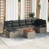 vidaXL Garten-Sofa-Set mit Kissen mit Speicher 8 pcs Grau Poly Rattan