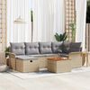 vidaXL Garten-Sofa-Set mit Kissen mit Speicher 7 pcs Beige Poly Rattan