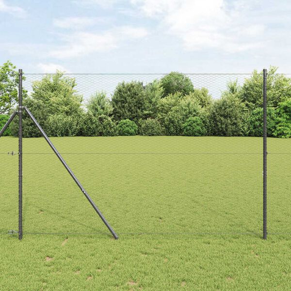 vidaXL Sechseckgeflechtzaun Grau 1.6 x 25 m Stahl