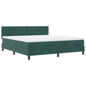 vidaXL LED Boxspringbett mit Matratze Dunkelgr&uuml;n 180 x 200 cm Samt