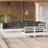 vidaXL 8-tlg. Garten-Lounge-Set mit Kissen Weiß Kiefer Massivholz