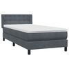 vidaXL Boxspringbett mit Matratze Dunkelgrau 80x220 cm Samt