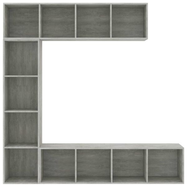 vidaXL 3-tlg. B&uuml;cher-/TV-Schrank Set Betongrau 180x30x180 cm