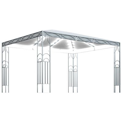 vidaXL Pavillon mit LED-Lichterkette 400x300 cm Cremeweiß