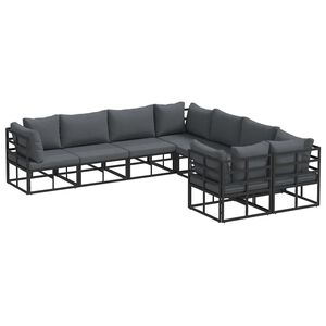 vidaXL Gartensofa-set mit Kissen 8 pcs Schwarz Stahl