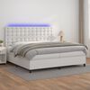 vidaXL Boxspringbett mit Matratze & LED Wei&szlig; 200x200 cm Kunstleder