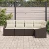vidaXL Sofa Set mit Kissen 5 pcs Braun und Creme Poly-Rattan