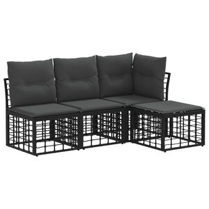 vidaXL Outdoor-Sofagarnitur Schwarz Polyester