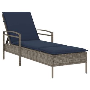vidaXL Sonnenliege mit Kissen Grau 63 x 200 x 81 cm Poly Rattan