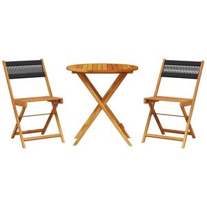 vidaXL 3-tlg. Bistro-Set Schwarz Polypropylen und Massivholz