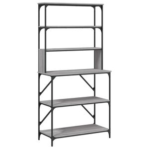 vidaXL B&auml;ckerregal 6 F&auml;cher Grau Sonoma 90x40x180 cm Holzwerkstoff