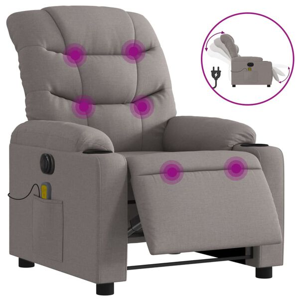 vidaXL Massagesessel Elektrisch Taupe Stoff