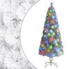 vidaXL K&uuml;nstlicher Weihnachtsbaum mit Beleuchtung Wei&szlig; 210cm Glasfaser