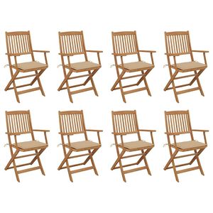 vidaXL Klappbare Gartenst&uuml;hle mit Kissen 8 Stk. Massivholz Akazie