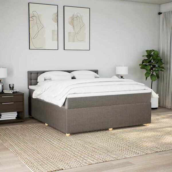vidaXL Boxspringbett mit Matratze Taupe 180x200 cm Stoff