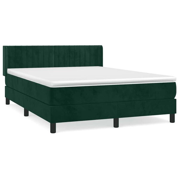 vidaXL Boxspringbett mit Matratze Dunkelgr&uuml;n 140x200 cm Samt