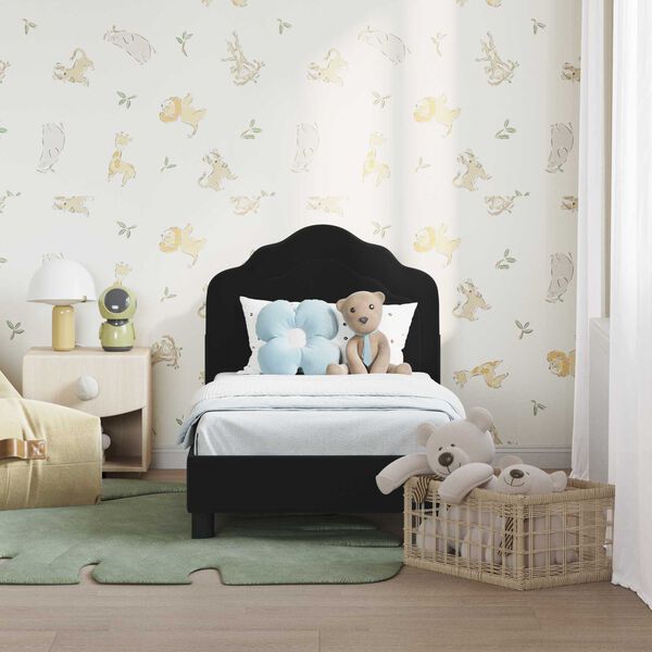 vidaXL Kinderbettgestell mit Kopfteil Schwarz 70 x 140 cm Samt