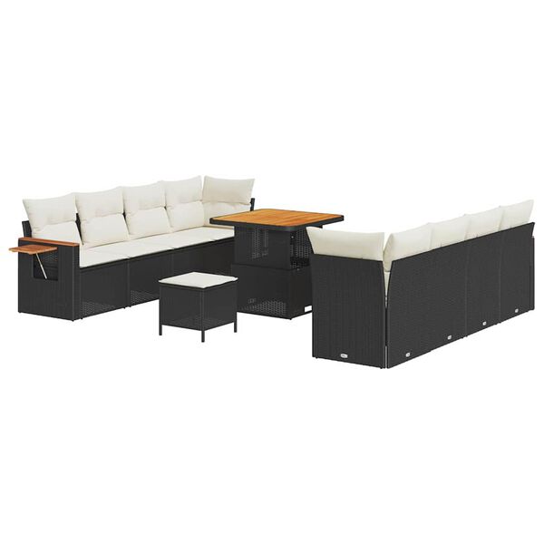 vidaXL Garten-Sofa-Set 11 pcs Schwarz und Creme 80 x 80 x 71 cm