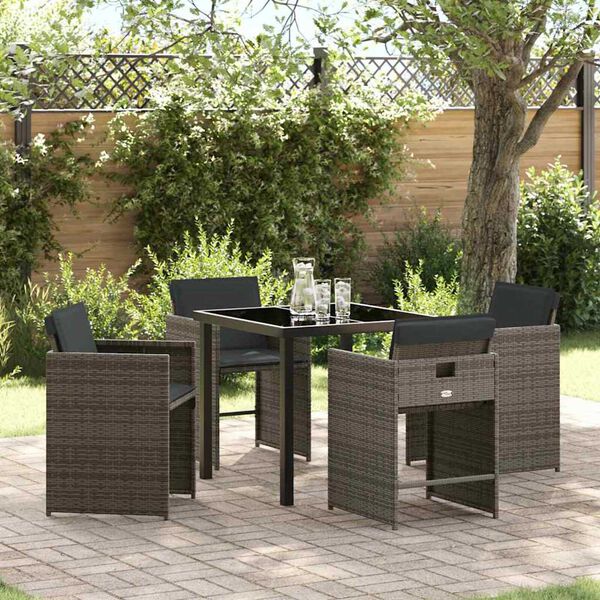 vidaXL Garten Essgruppe 5 pcs Grau Poly-Rattan