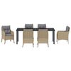 vidaXL Garten Essgruppe mit Kissen 7 pcs Beige Poly-Rattan