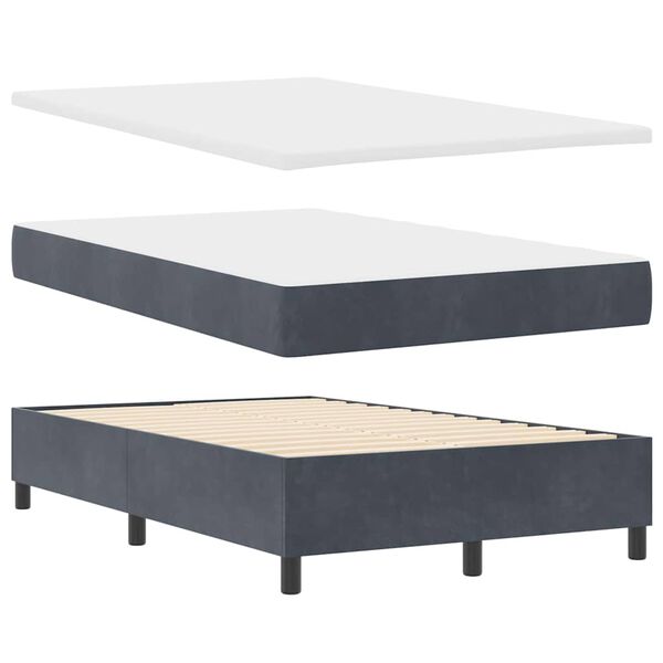vidaXL Boxspringbett mit Matratze Dunkelgrau 120 x 200 cm Samt