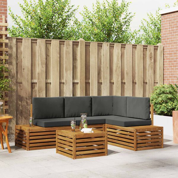 vidaXL Outdoor-Sofagarnitur mit Kissen 5 St&uuml;ck Natur und Anthrazit