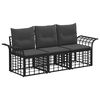vidaXL Outdoor-Sofagarnitur 3 pcs Schwarz und Dunkelgrau Polyester