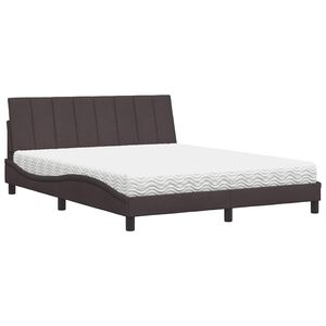 vidaXL Bett mit Matratze "Hanko" Dunkelbraun 160x200 cm Stoff