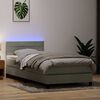 vidaXL Boxspringbett mit Matratze & LED Hellgrau 90x210 cm Samt