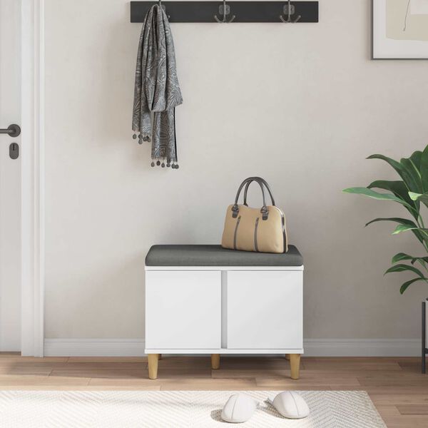 vidaXL Flurbank Wei&szlig; 60 x 38 x 46 cm Holzwerkstoff und Stoff