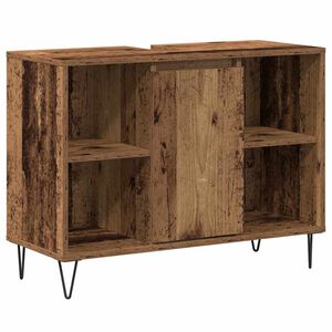 vidaXL Badezimmerschrank mit T&uuml;r Altholz 80 x 33 x 60 cm Holzwerkstoff