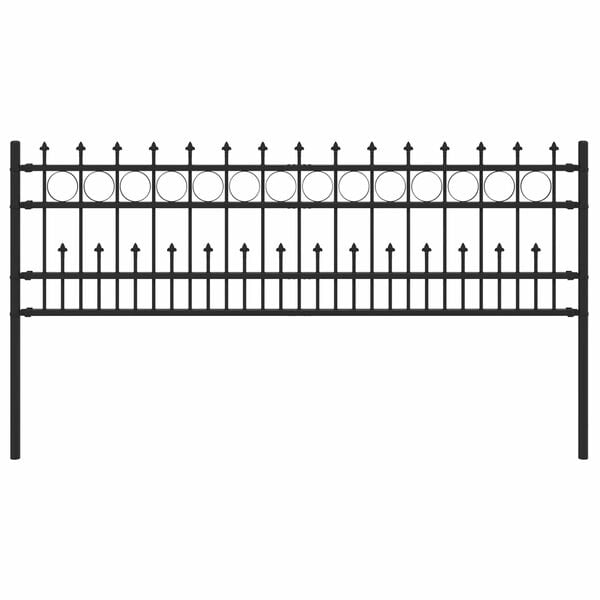 vidaXL Spike-Ringzaun Schwarz 200 x 130 cm Pulverbeschichteter Stahl