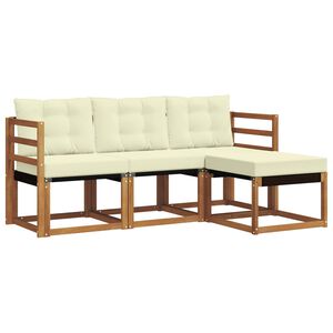 vidaXL Outdoor-Sofagarnitur mit Kissen 4 pcs Natur und Creme