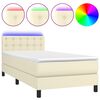 vidaXL Boxspringbett mit Matratze & LED Creme 90x200 cm Kunstleder