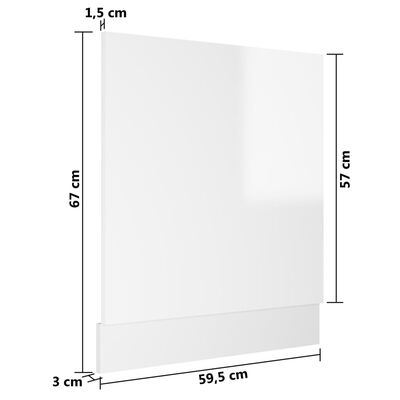 vidaXL Geschirrspülerblende Hochglanz-Weiß 59,5x3x67 cm Holzwerkstoff