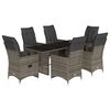 vidaXL 7-tlg. Garten-Bistro-Set mit Kissen Grau Poly Rattan