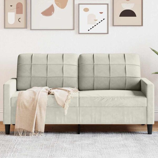 vidaXL 2-Sitzer-Sofa Creme 140 cm Samt