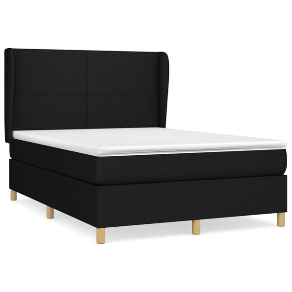 vidaXL Boxspringbett mit Matratze Schwarz 140x200 cm Stoff