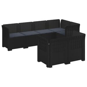 vidaXL 7-Sitzer Gartensofa mit Kissen Rattan-Look PP Anthrazit