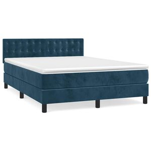 vidaXL Boxspringbett mit Matratze Dunkelblau 140x200 cm Samt