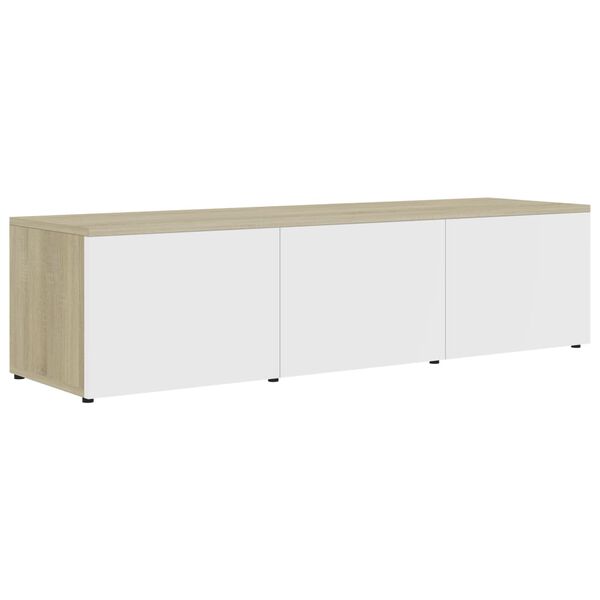 vidaXL TV-Schrank Weiß und Sonoma-Eiche 120x34x30 cm Holzwerkstoff